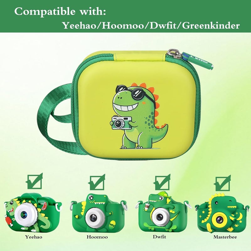 worfty Kids Camera Case Compatible with YEEHAO/Goopow/Hangrui/Masterbee/OUTUVAS/GKTZ Digital Video Camera Toys Camcorder Storage Holder Carrying - Green Dinosaur(Case Only) (Green dinosaur) - Image 2